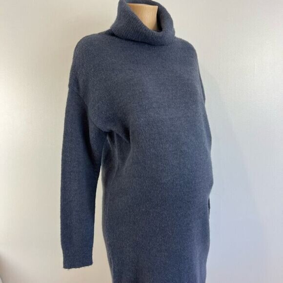Rose Maternite S Blue Maternity Wool Blend Sweater Dress Pregnancy Turtleneck - Picture 2 of 11